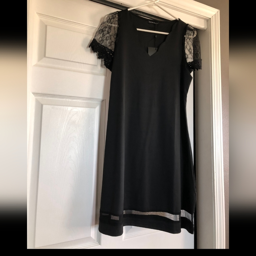 Black Dress with Lace Sleeves
